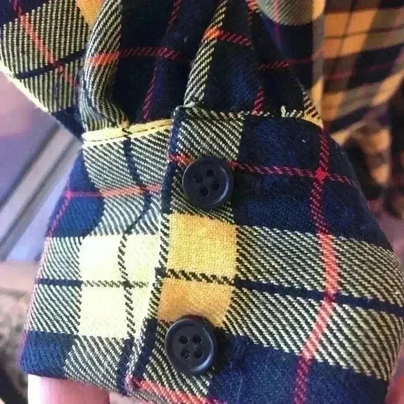 Black and Yellow Aqua Brand Plaid Drop Waist Flannel Dress - Picture 4 of 5